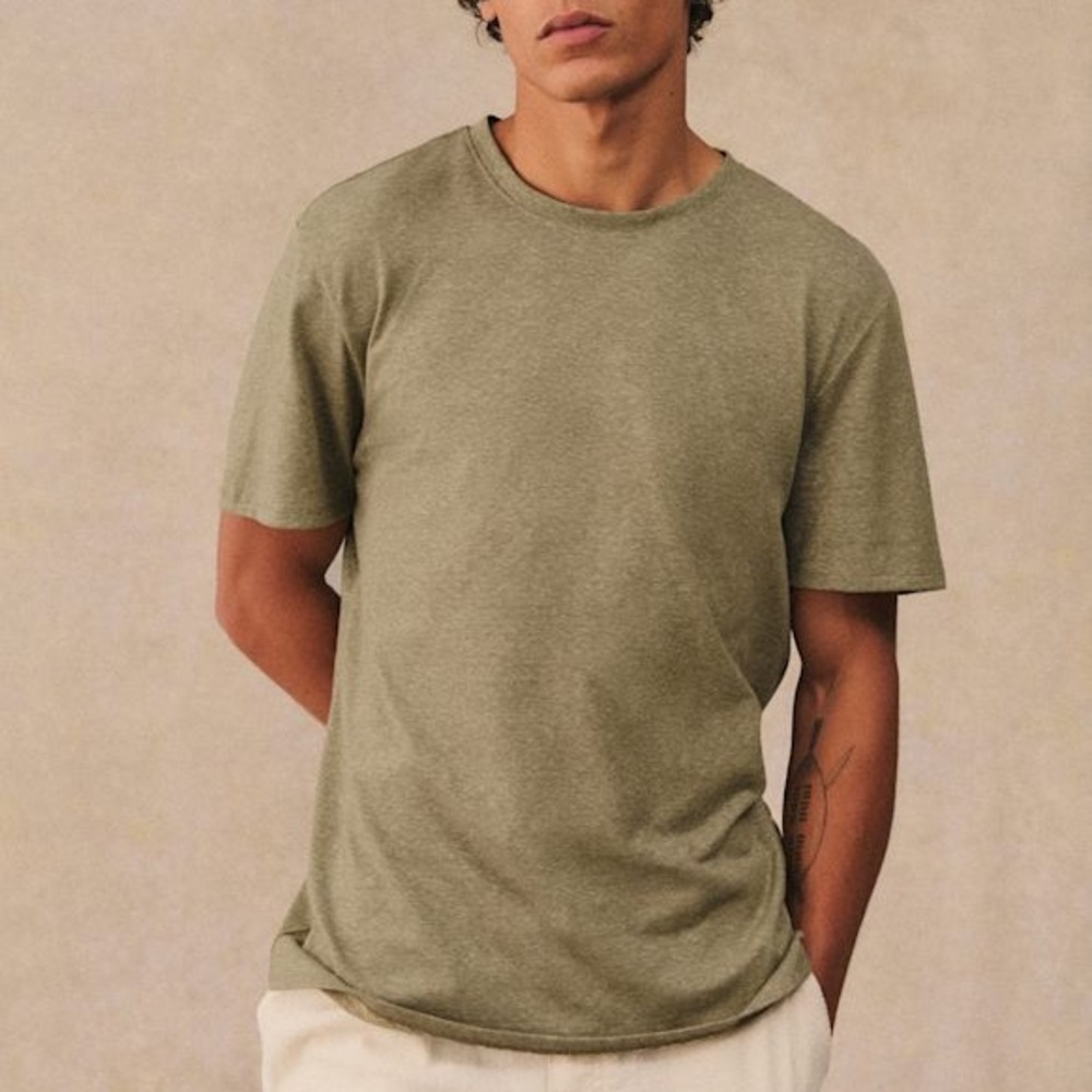 Sezane Fabio T-Shirt in Olive Green NWT